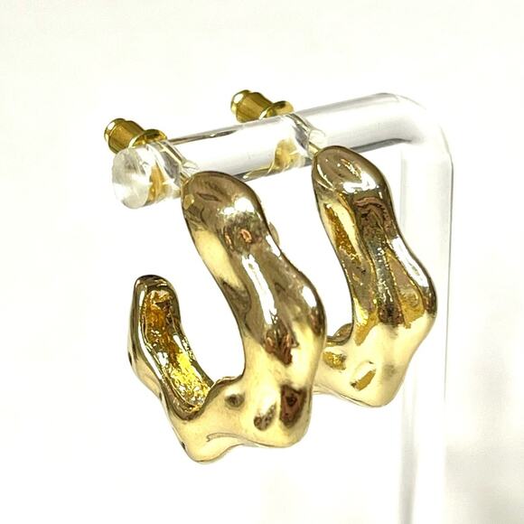 New Earrings Molten Metal Gold Hoop Alexis Bittar STYLE AU29 - Picture 1 of 6